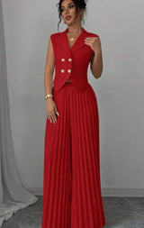 Women's V-Neck Sleeveless 2-Piece Set