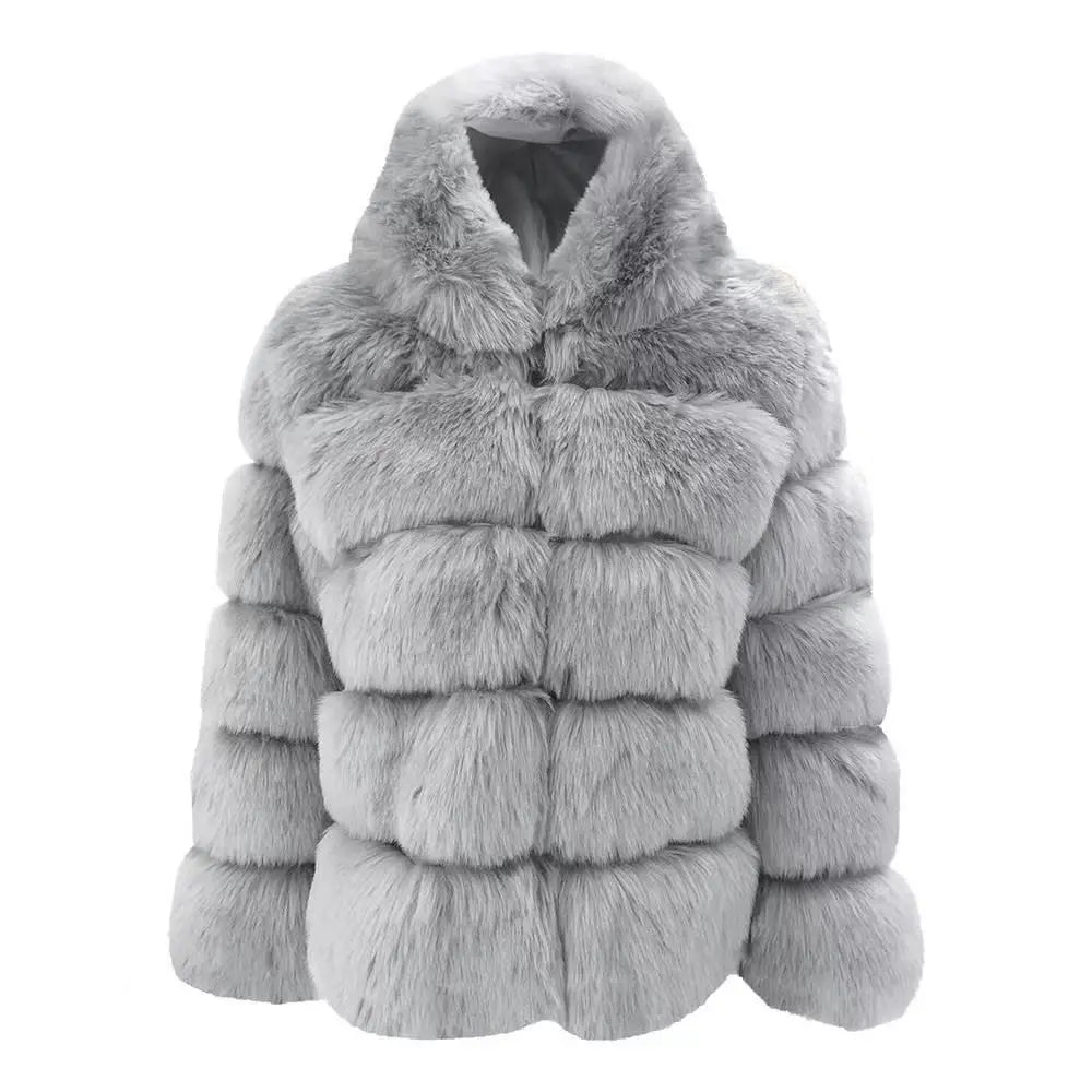 Women’s Plus Size Faux Fur Fox Jacket