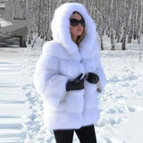 Women’s Plus Size Faux Fur Fox Jacket