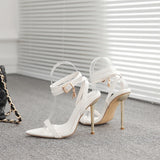 Women's Pointed Metal Lock High Heels