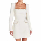 Women’s Pearl-Decorated Knit Dress