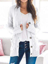 Women’s Oversized White Knitted Plus Size Cardigan