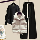 Women’s Three-Piece Thick Knit Sweater and Loose Pant Set