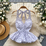 Women’s Ruffle Neck Embroidered Tank Top