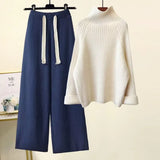 Women’s Two-Piece Turtleneck Knit Sweater and Wide-Leg Pants Set