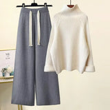 Women’s Two-Piece Turtleneck Knit Sweater and Wide-Leg Pants Set