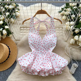 Women’s Ruffle Neck Embroidered Tank Top
